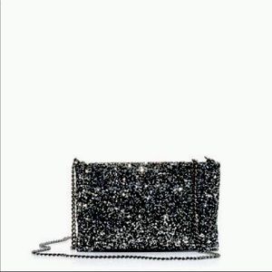 J. Crew gunmetal Glitterati Party Clutch with chain NWT